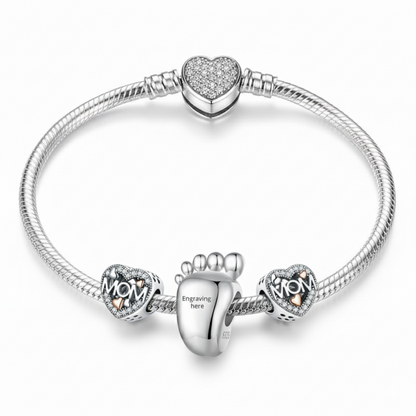 Custom Sterling Silver Charm Bracelet for Mother Day Gift from Daughter Son