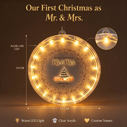 Personalized Our First Christmas as Mr and Mrs Ornament with Custom Couple Names - gift scene