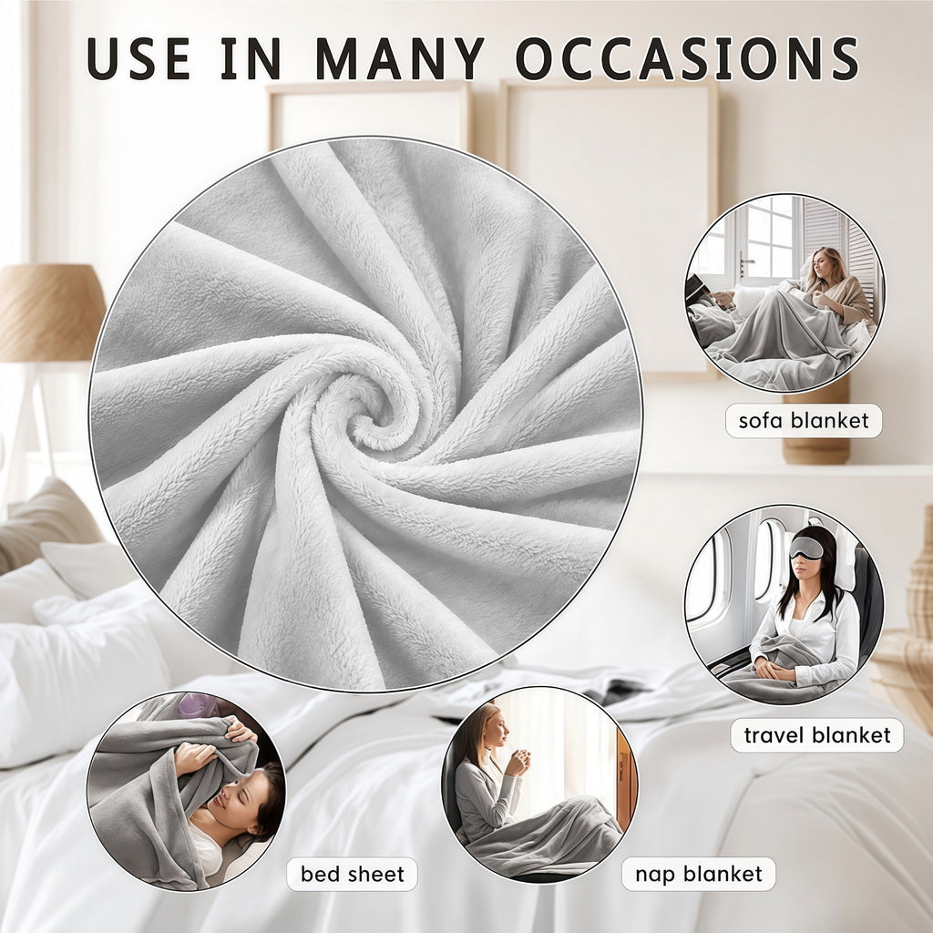 Icons for sofa, bed, travel, and nap blanket uses.