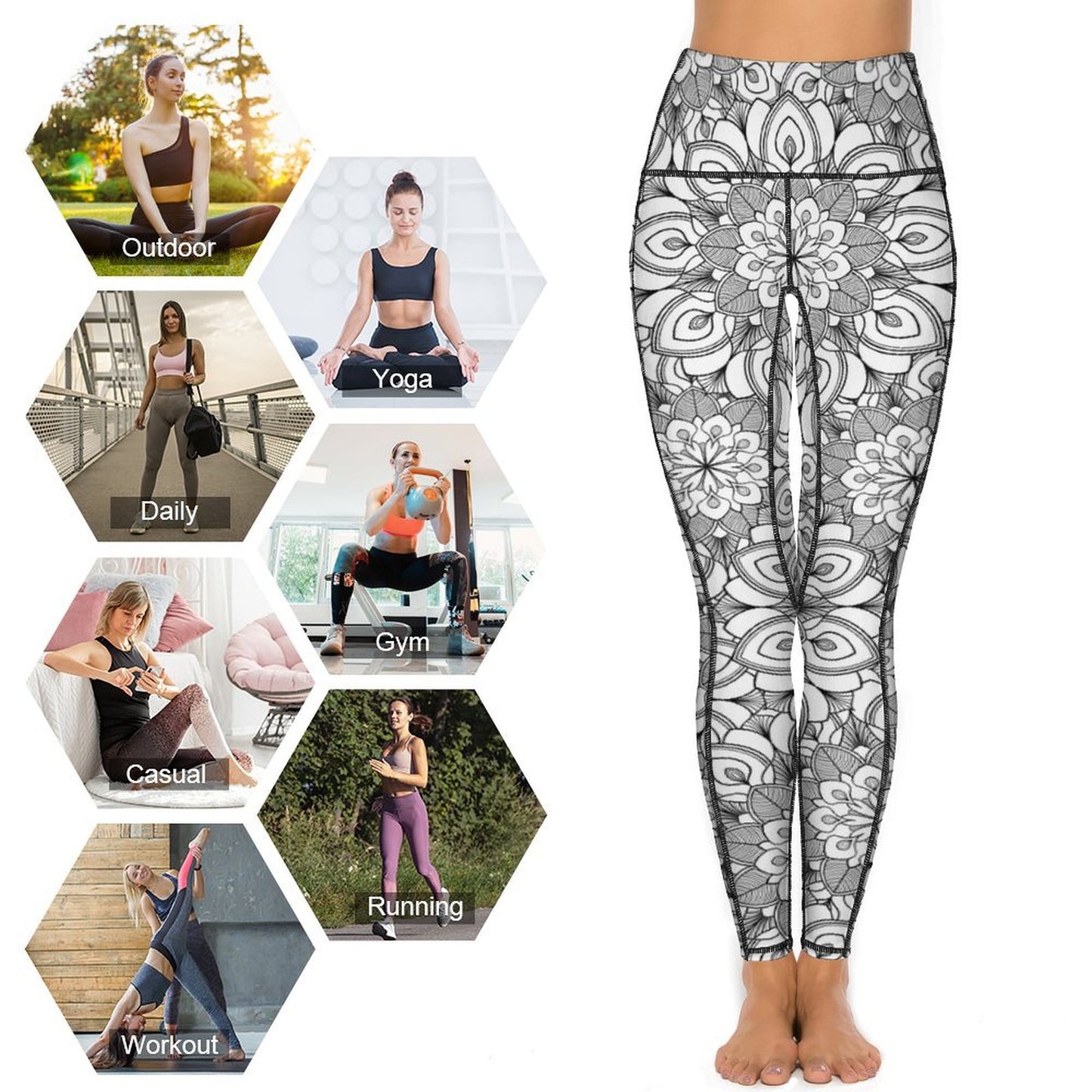 Multi-use Printed High Waisted Leggings. Tummy control for Yoga, Running, Daily, and Workout.