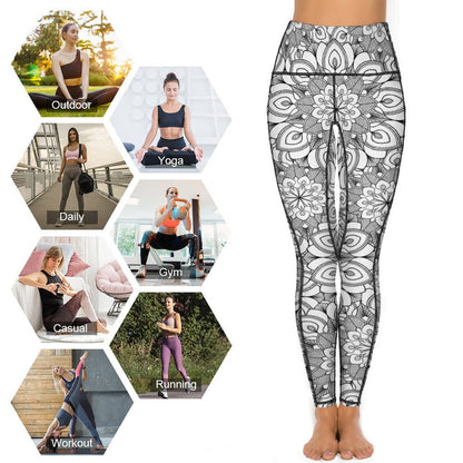 Multi-use Printed High Waisted Leggings. Tummy control for Yoga, Running, Daily, and Workout.