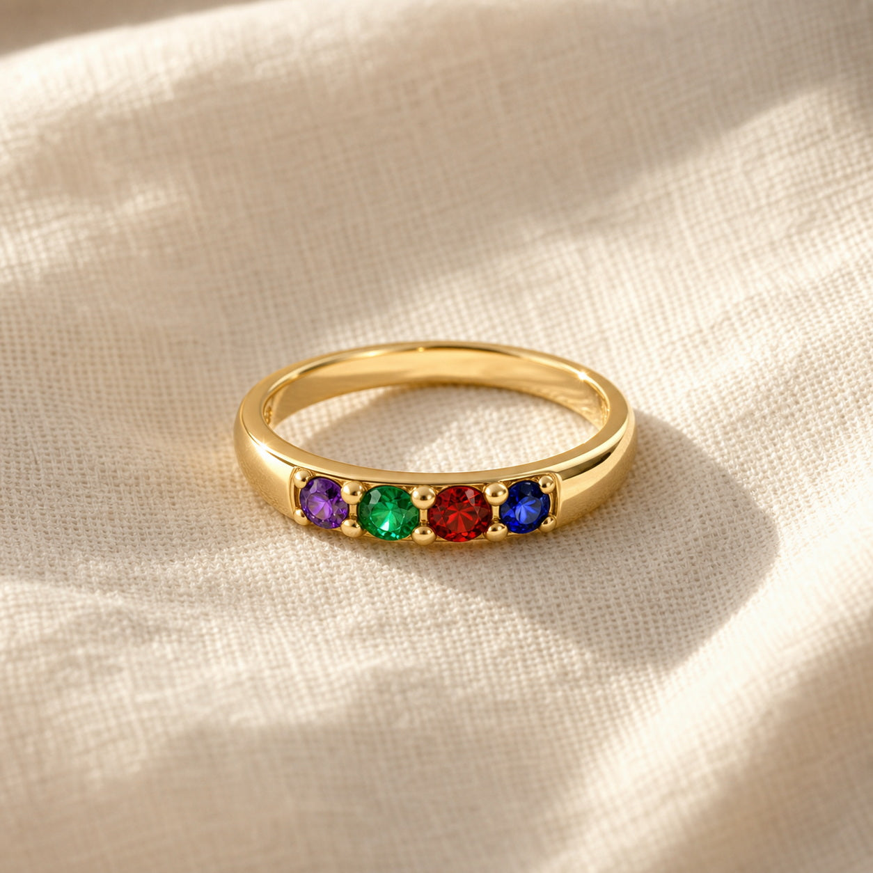Custom family birthstone ring styled for gifting