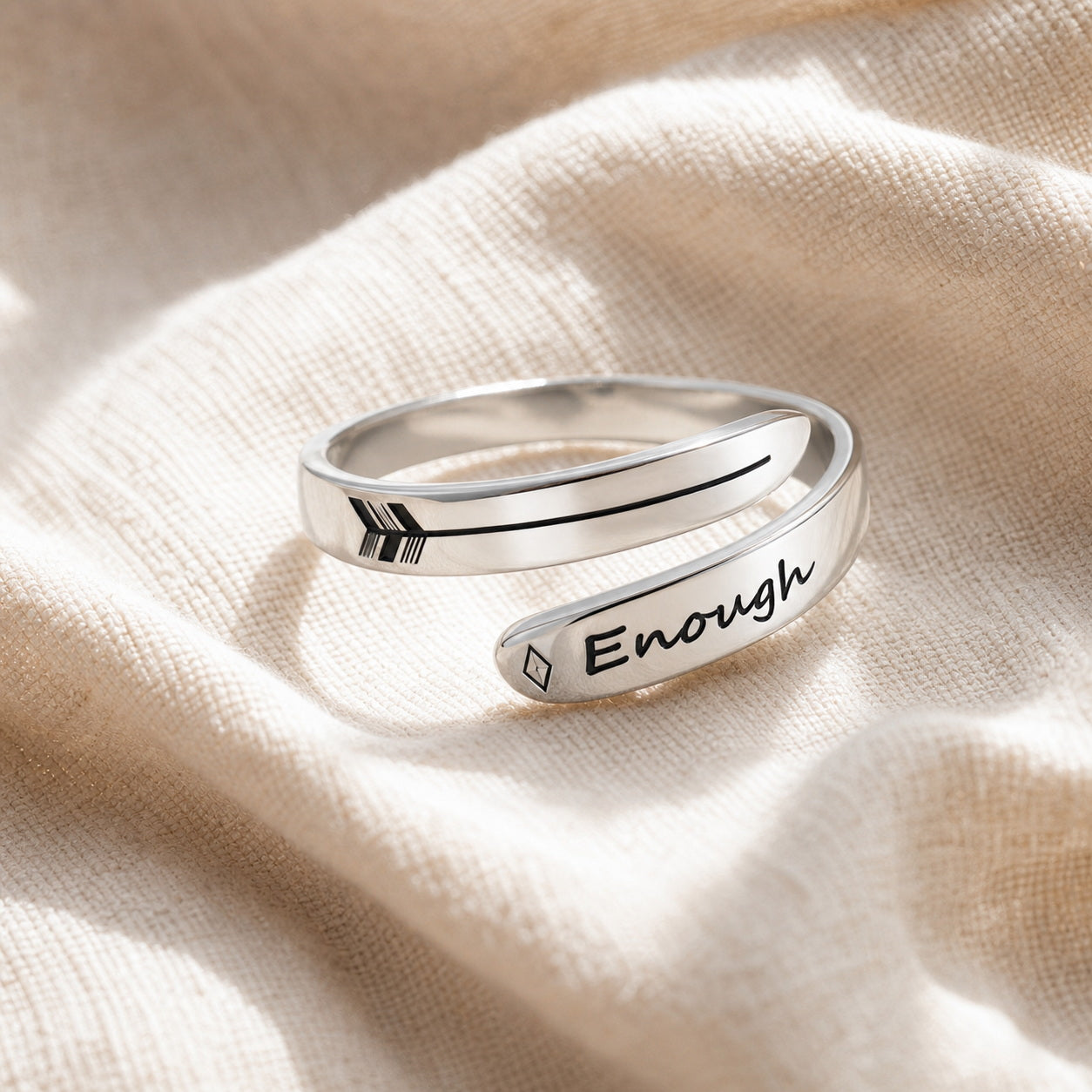 Name Band Ring detail view custom jewelry