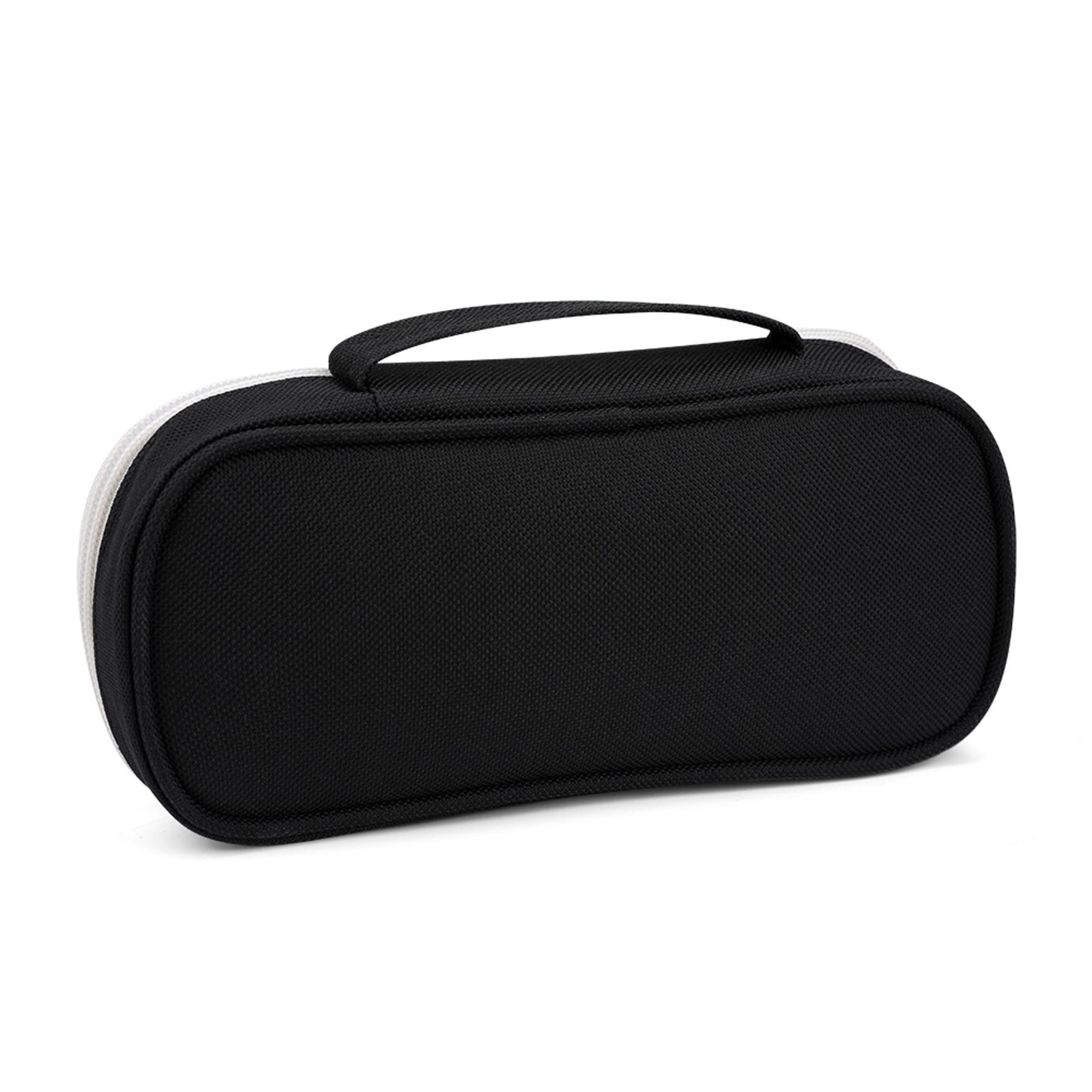 Back of the custom pencil case showing solid black durable canvas fabric.