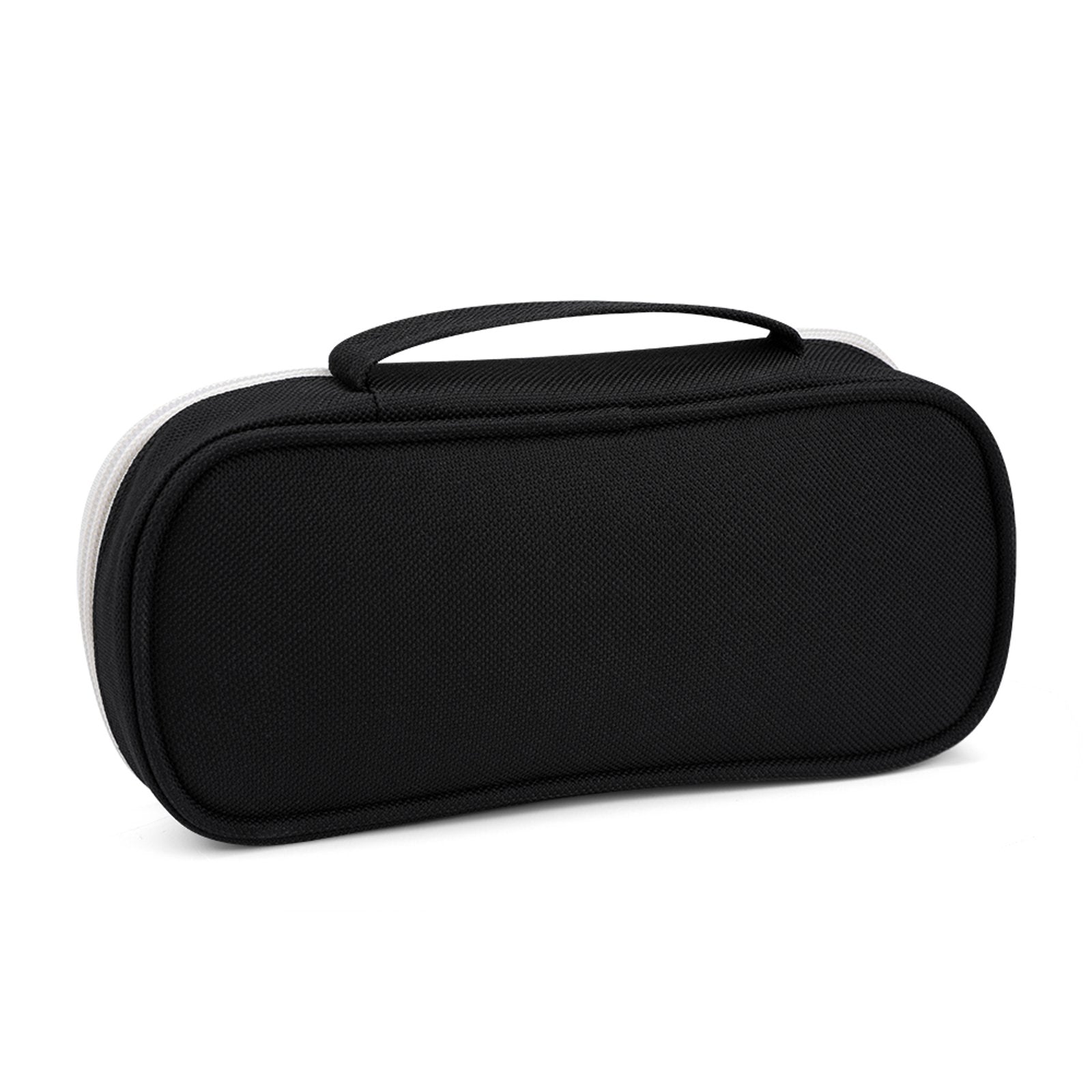 Back of the custom pencil case showing solid black durable canvas fabric.