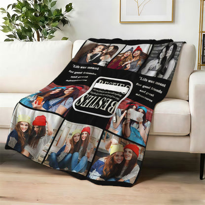 Personalized 2-in-1 Foldable Bestie Friendship Blanket, Bestie Birthday Gift for Women, Friend Appreciation Present