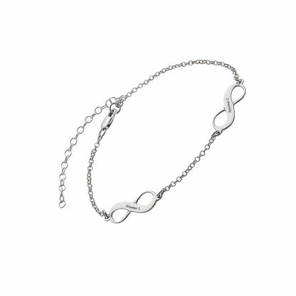 Personalized 925 Sterling Silver Infinity Anklet & Bracelet – Custom Name Engraving Gift