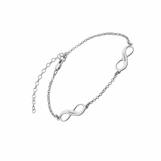 Personalized 925 Sterling Silver Infinity Anklet & Bracelet – Custom Name Engraving Gift