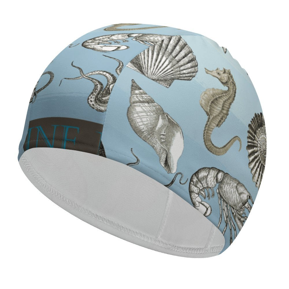 Personalized Adult Swim Hat detail. Non-Waterproof and comfortable fit.