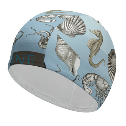 Personalized Adult Swim Hat detail. Non-Waterproof and comfortable fit.