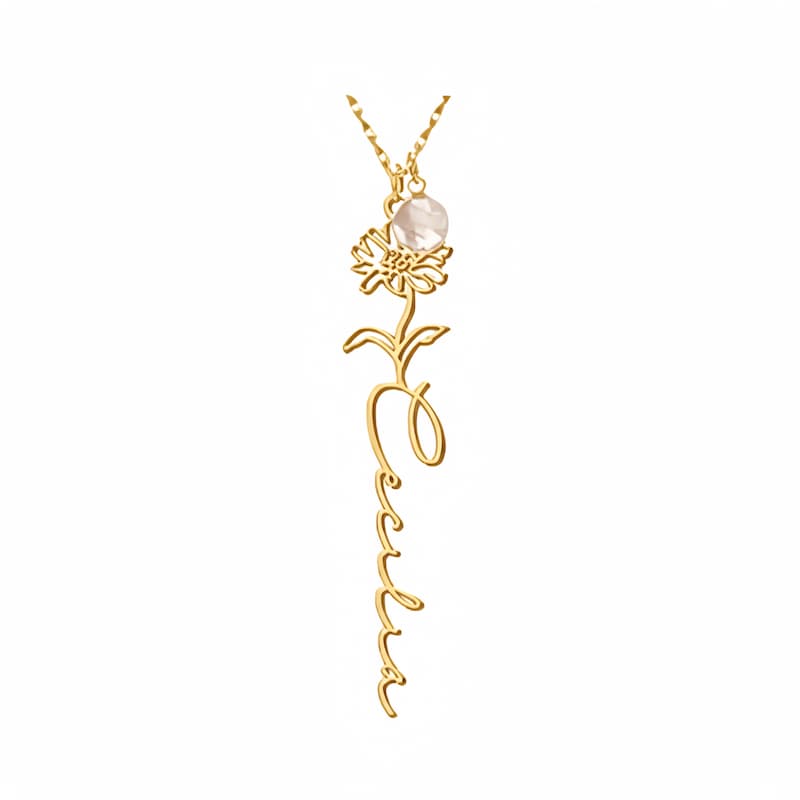Customize Your Own Floral Name Necklace with Birthstone