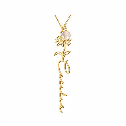 Customize Your Own Floral Name Necklace with Birthstone