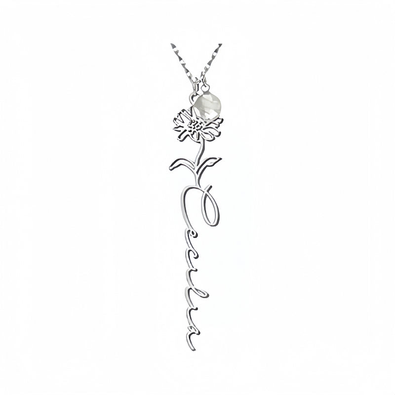 Customize Your Own Floral Name Necklace with Birthstone