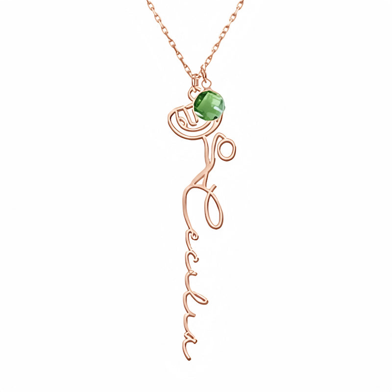 Customize Your Own Floral Name Necklace with Birthstone