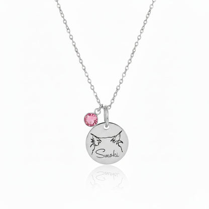 Custom Sterling Silver Birthstone Pet Name Necklace – Personalized Memorial Gift for Her