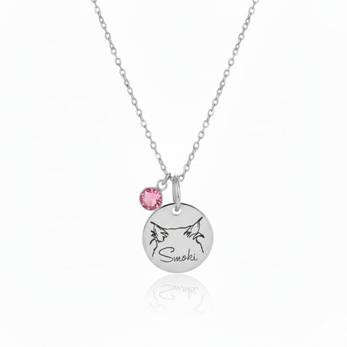 Custom Sterling Silver Birthstone Pet Name Necklace – Personalized Memorial Gift for Her
