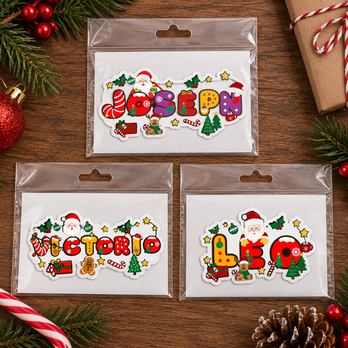 Jason Christmas name sticker packaging set with sample names