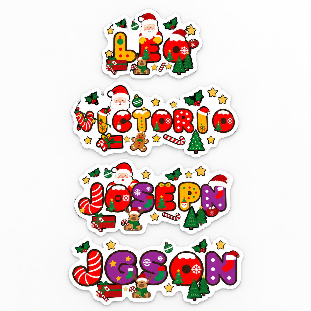 Jason Personalized Christmas name sticker style reference set