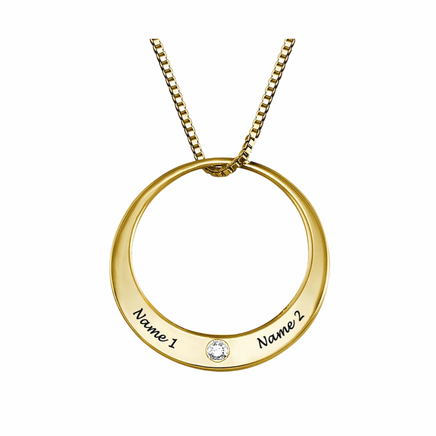 Gold Plated Personalized Circle Pendant Necklace for Women with Birthstone.
