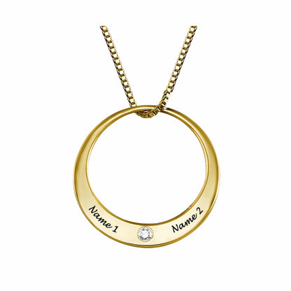 Personalized Birthstone Circle Pendant Necklace - Sterling Silver & Gold Plated