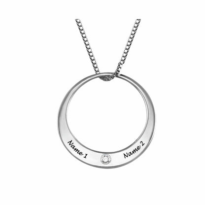 Sterling Silver Personalized Circle Pendant with Birthstone for Women.