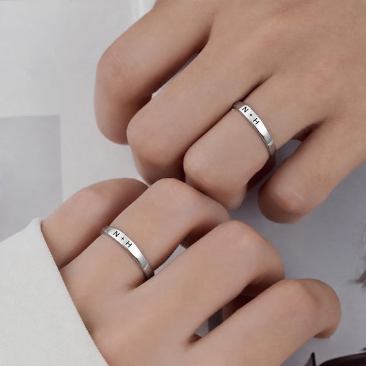Personalized personalized-couple-initial-heart-ring worn as