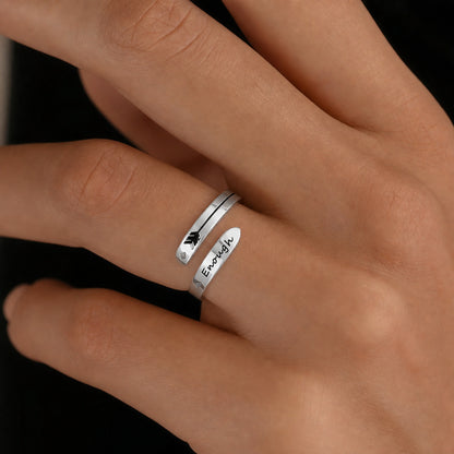 Couple Name Ring on hand view custom jewelry