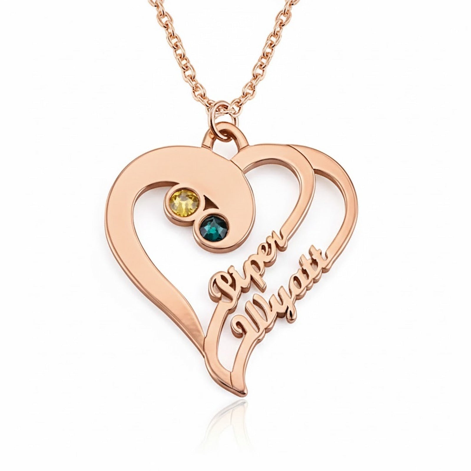 personalized-couples-jewelry-gift Unique personalized jewelry gift for her: Rose Gold Plating.