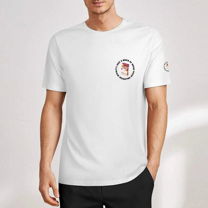White Personalized T Shirt Sleeve Graphic Detail Model.