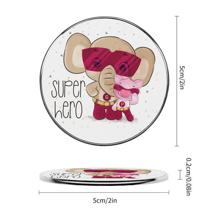 Personalized Custom Magnet Set side view, showing metal magnet thickness and edge.