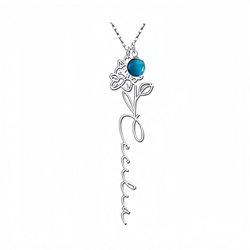 Customize Your Own Floral Name Necklace with Birthstone