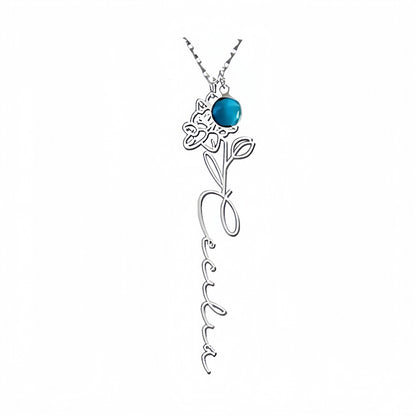 Customize Your Own Floral Name Necklace with Birthstone
