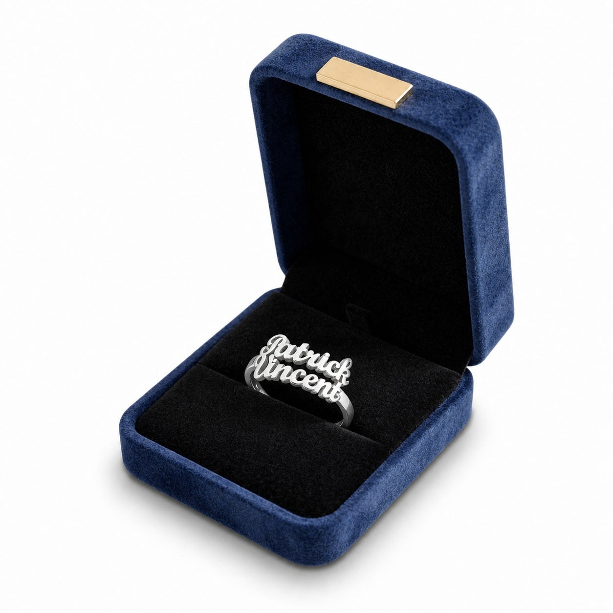 Custom personalized-double-name-script-ring gift box present