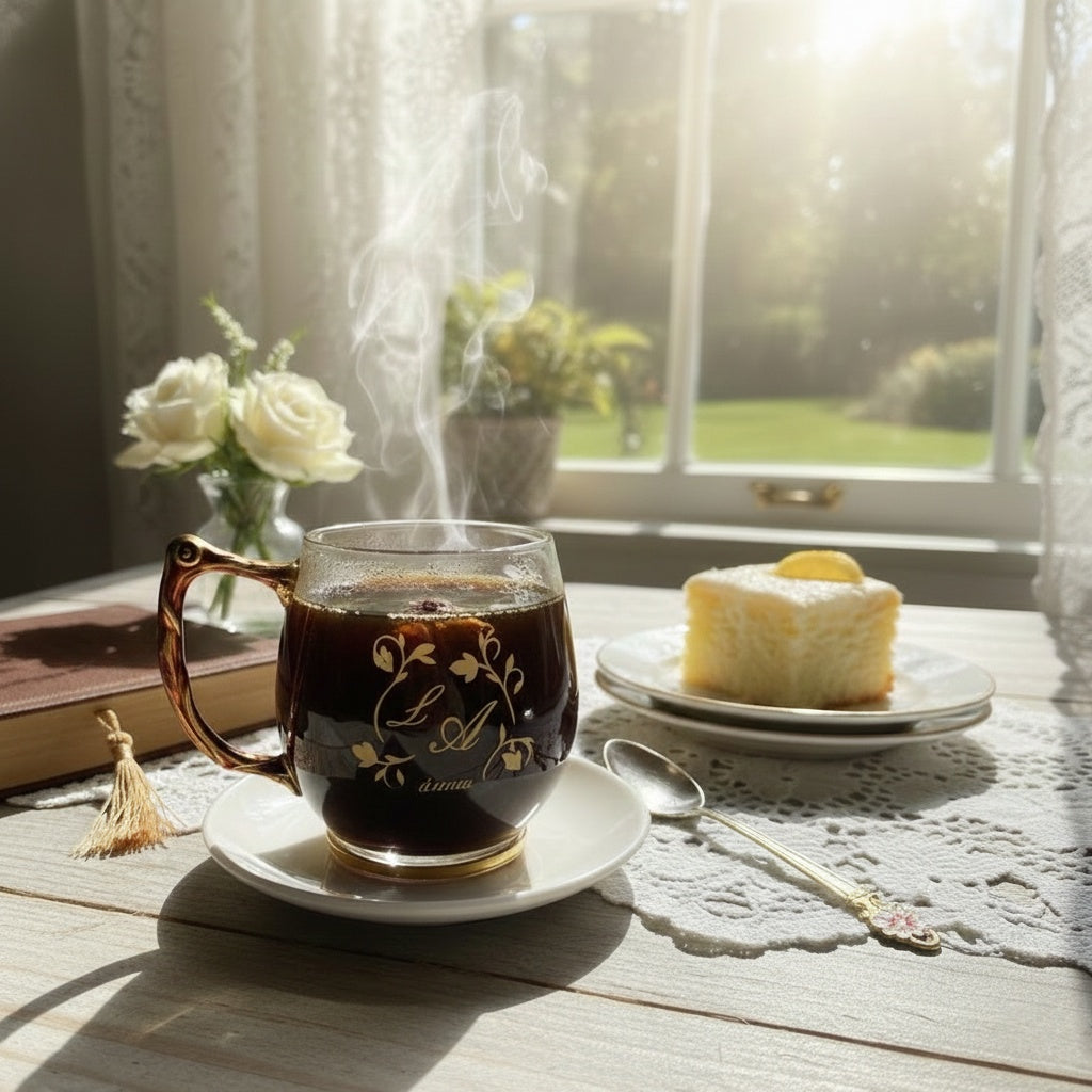 Personalized Enamel Glass Coffee Mug - Handmade Gift for Her