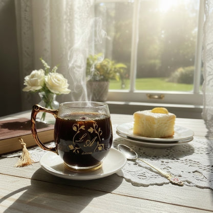 Personalized Enamel Glass Coffee Mug - Handmade Gift for Her
