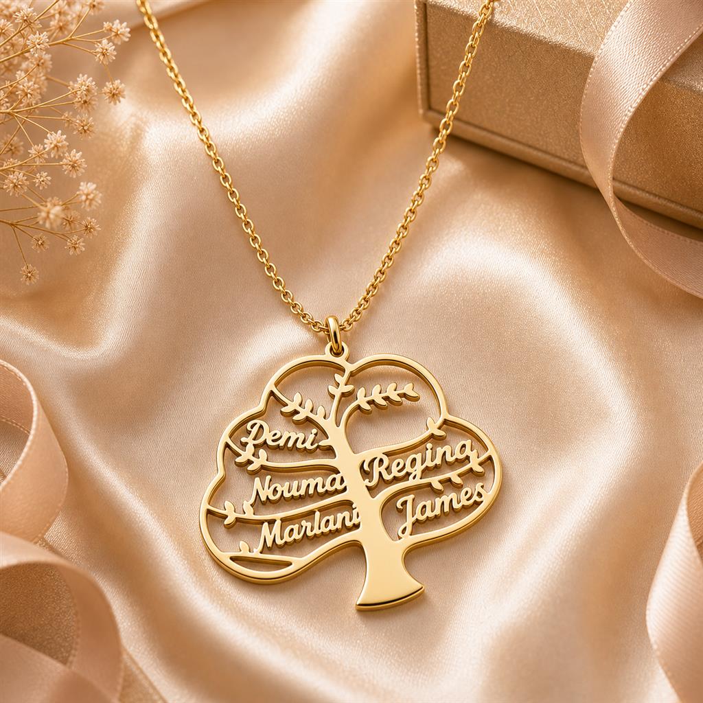Personalized Family Tree Name Necklace with Custom Family Names