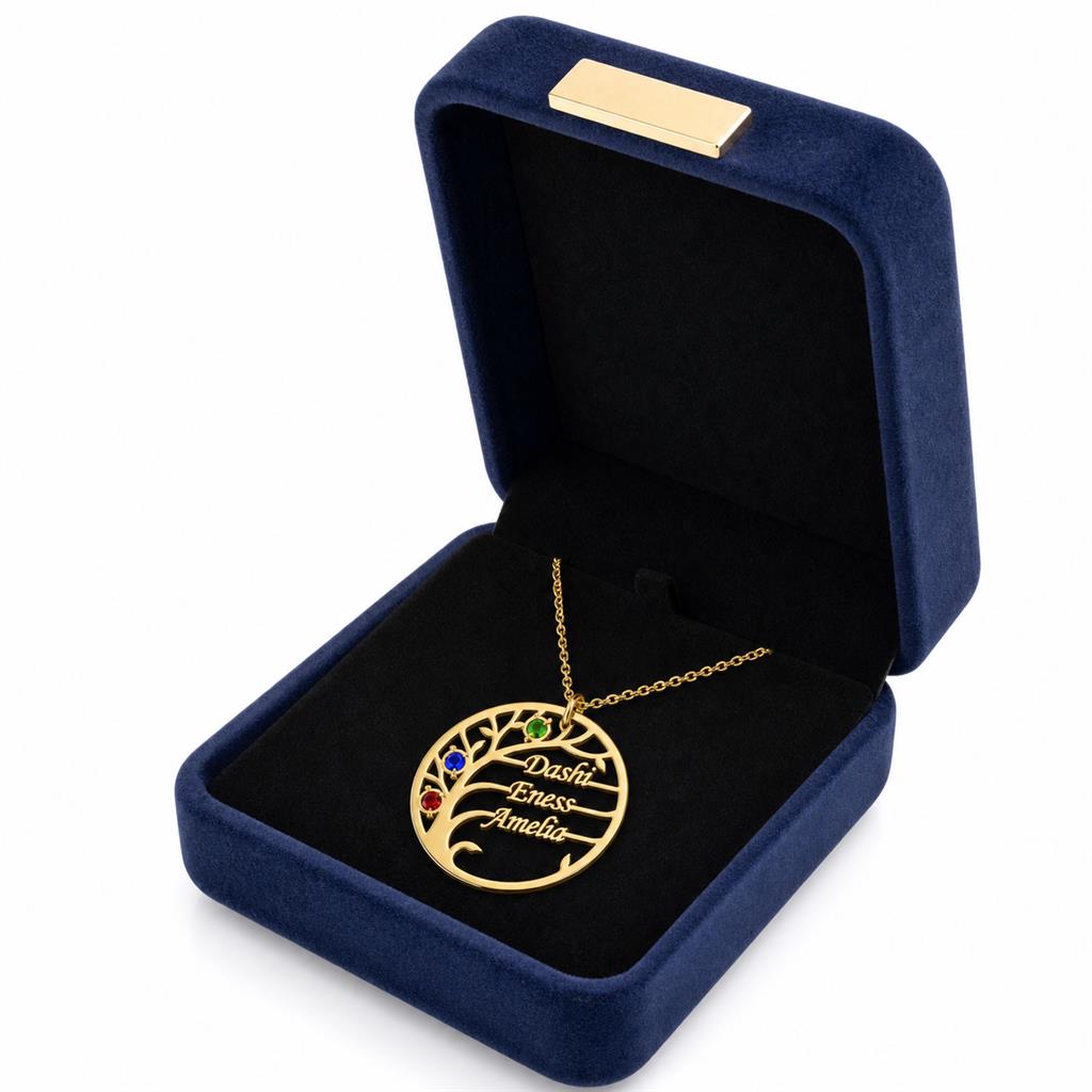 Family tree necklace in a gift box