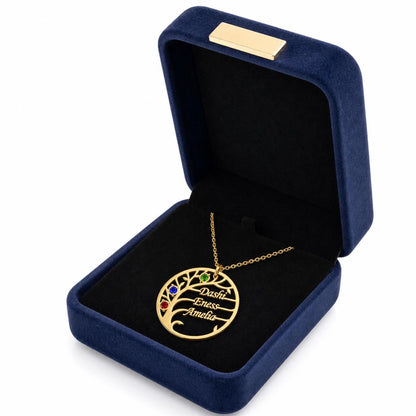 Family tree necklace in a gift box