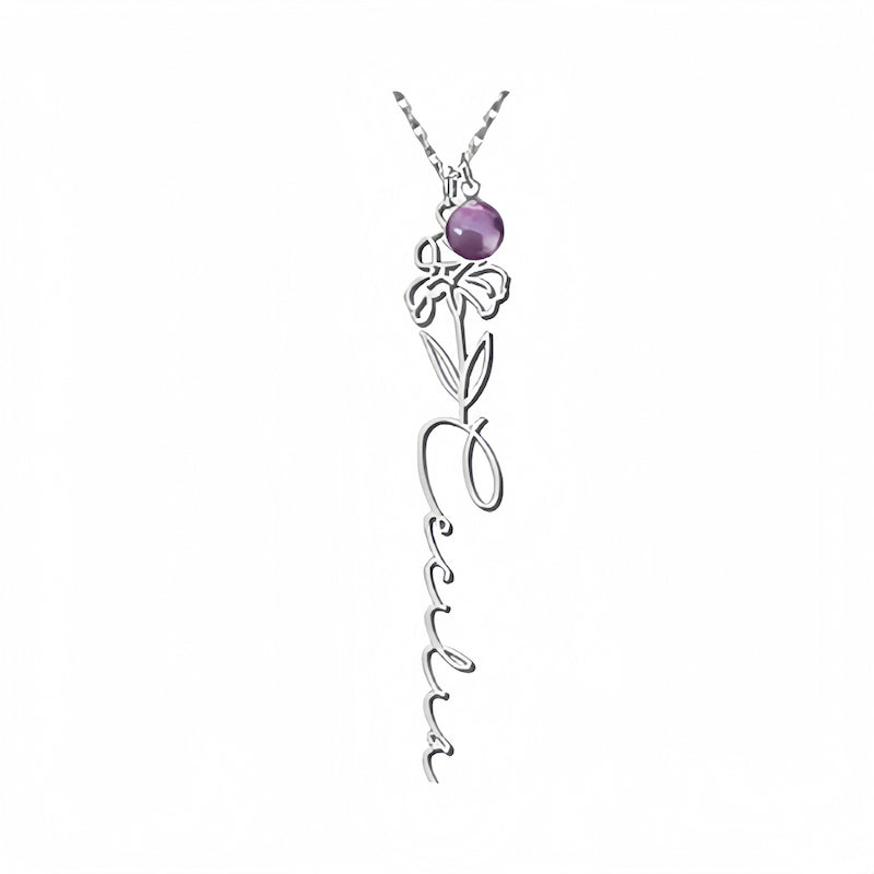 Customize Your Own Floral Name Necklace with Birthstone