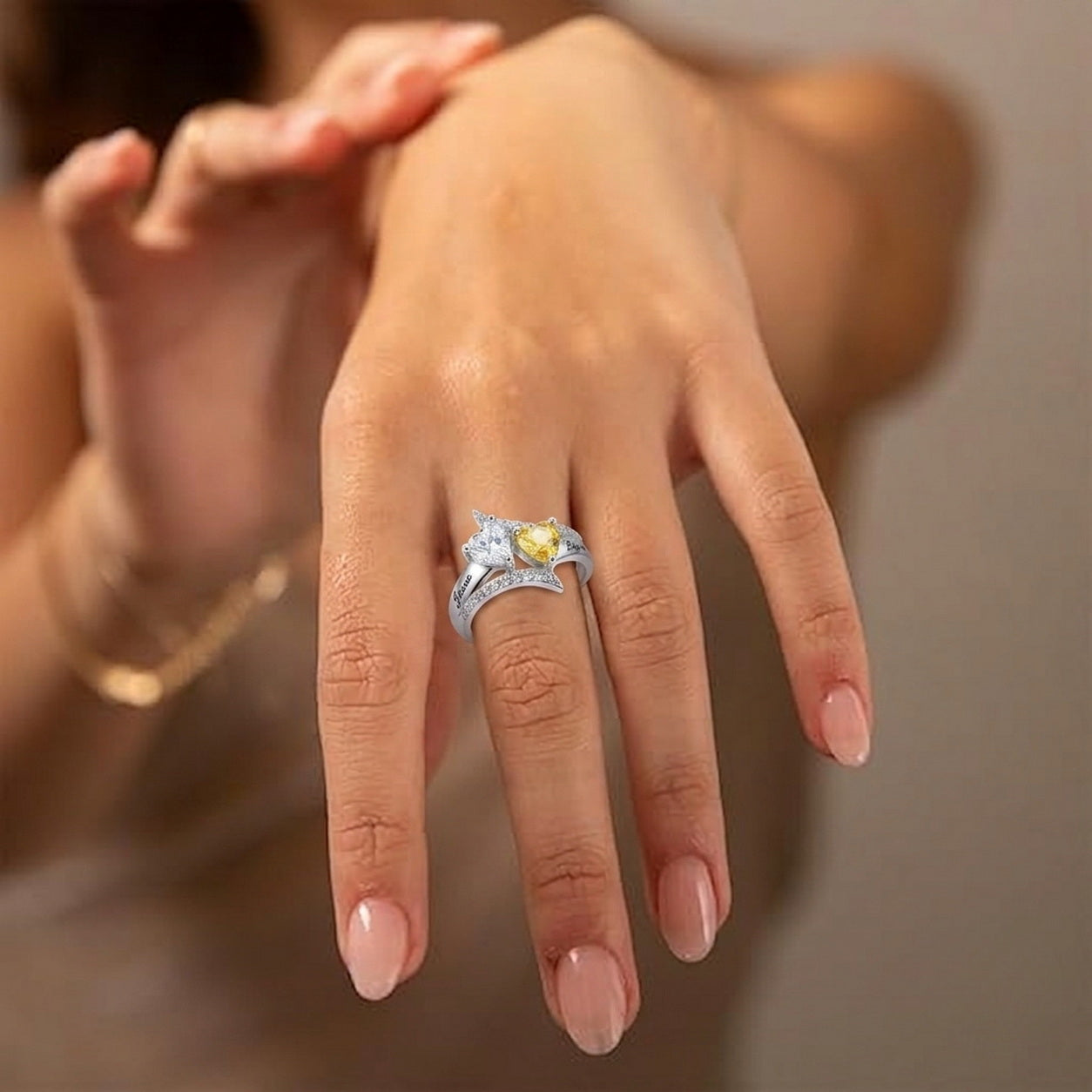 Floral Ring on hand view custom jewelry