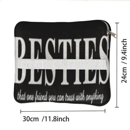 Personalized 2-in-1 Foldable Bestie Friendship Blanket, Bestie Birthday Gift for Women, Friend Appreciation Present