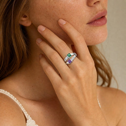 Geometric Ring on model view custom jewelry