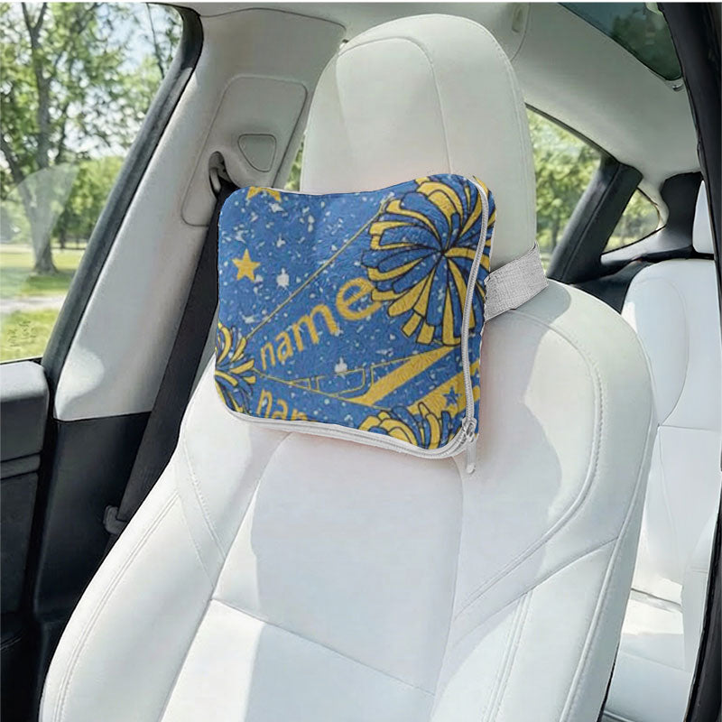 Personalized graduate name car headrest pillow.