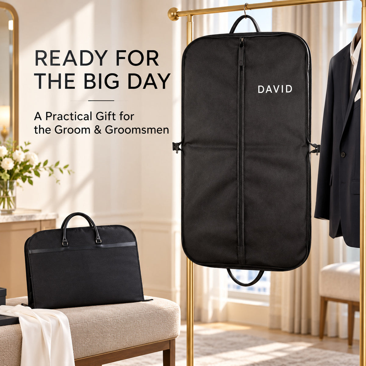 Personalized Suit Bag with Custom Name or Logo - Groomsmen Gift