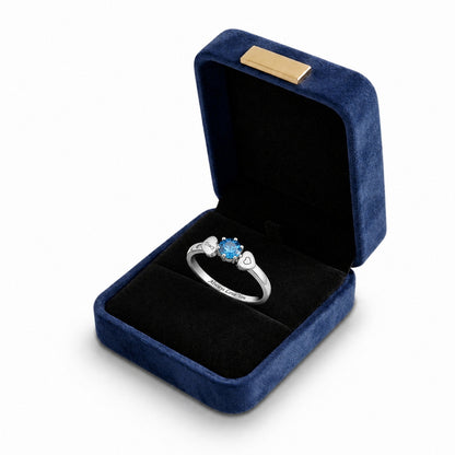 Custom heart birthstone promise ring boxed jewelry view