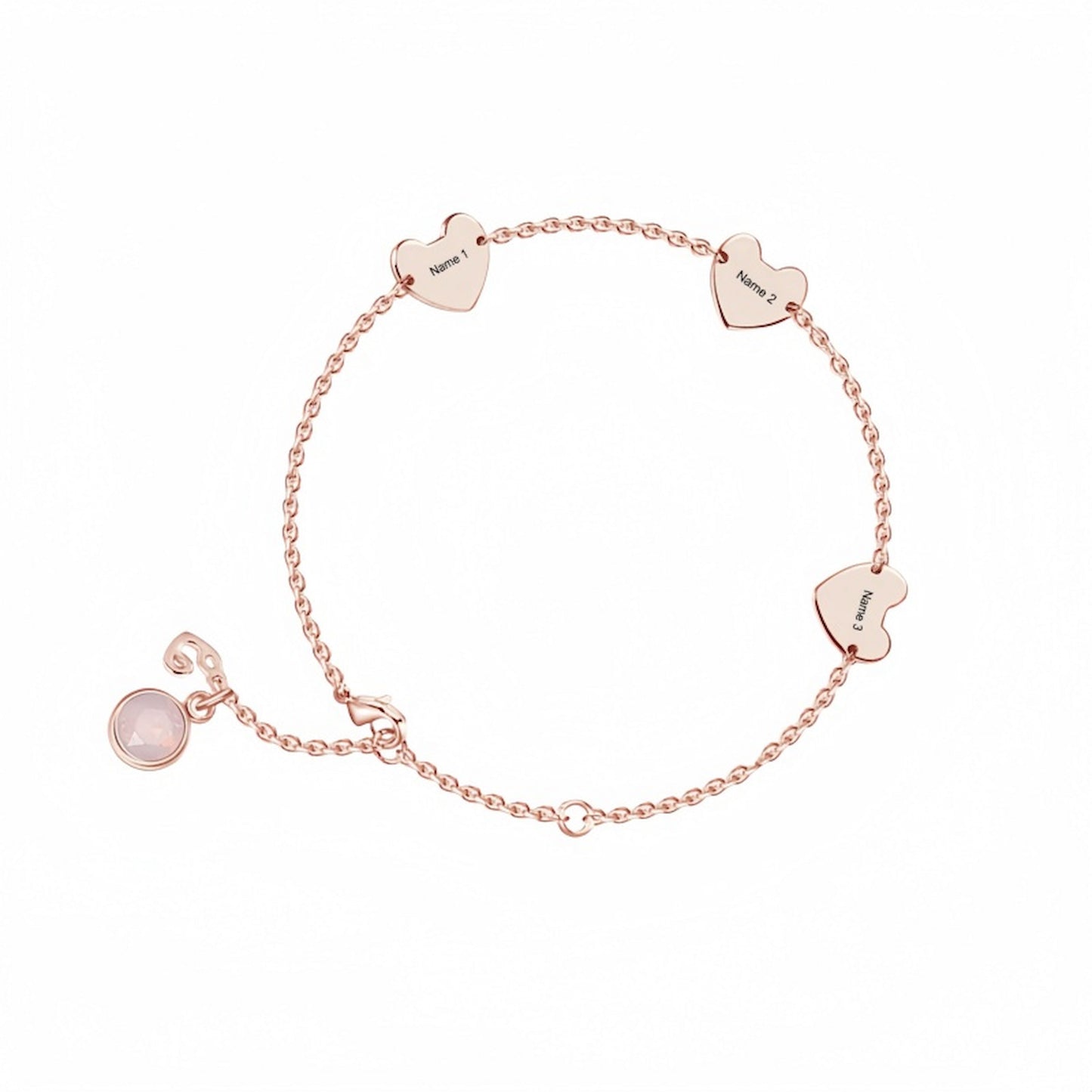 Personalized Hearts Charm Bracelet - S925 Silver & Custom Name Engraving Gift for Her