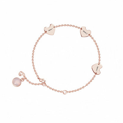 Personalized Hearts Charm Bracelet - S925 Silver & Custom Name Engraving Gift for Her