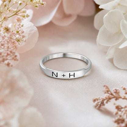 Custom personalized-couple-initial-heart-ring scene view for