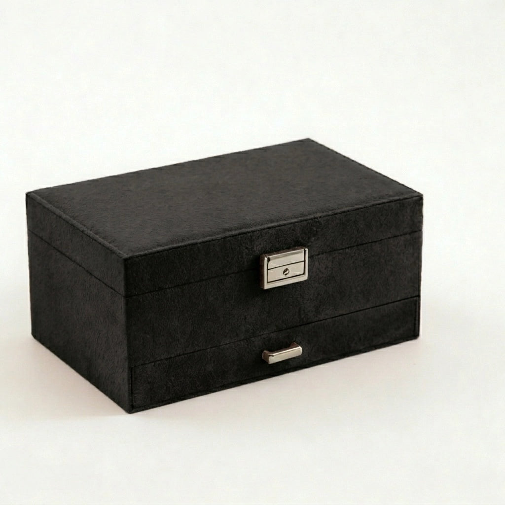 Suede jewelry organizer box, perfect for a bridal party or bridesmaid gift, customized with a name.