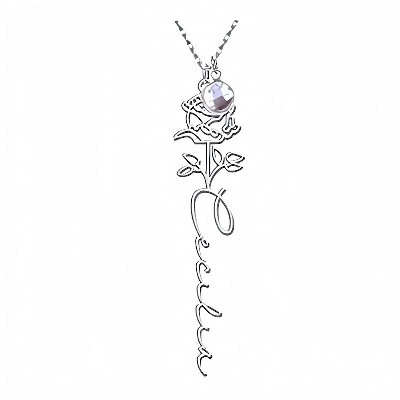 Customize Your Own Floral Name Necklace with Birthstone